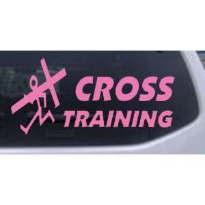 Cross Training Christian Car Window Wall Laptop Decal Sticker    Pink 