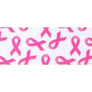  5yd 1.5 Breast Cancer Awareness Grosgrain Ribbon White/Hot 