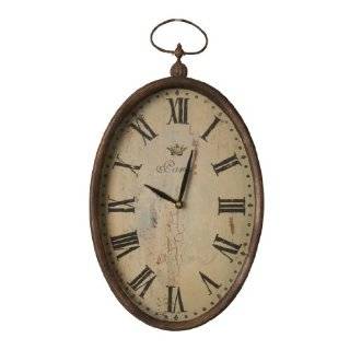 Wilco Imports Pocket Watch Design Oval Wall Clock with Large Roman 