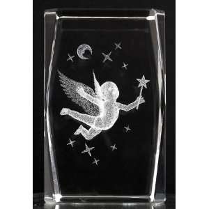   Crystal Baby Angel 5x5x8 Cm Cube + 3 Led Light Stand 
