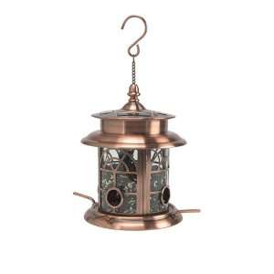 Ethan Taylor Solar LED Lighted Arch Inlay Copper Bird Feeder NEW IN 