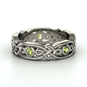  Brilliant Alhambra Band, 14K White Gold Ring with Green 