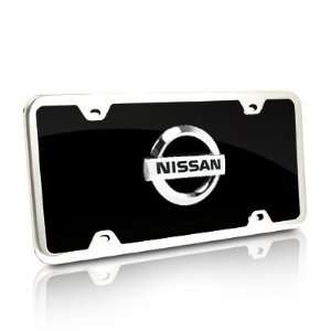  Nissan Black Acrylic License Plate with Chrome Frame Kit 