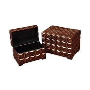  Set of 2 Boxes with Burnished Edges