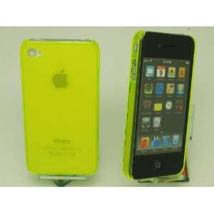  Apple iPhone 4 4S Clear Neon Yellow Hard Plastic Back Case 