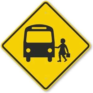 School Bus Symbol Fluorescent Yellow Sign, 36 x 36