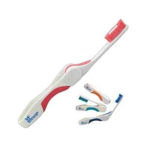 Pop up toothbrush that folds compactly for travel and extends to 7.5.