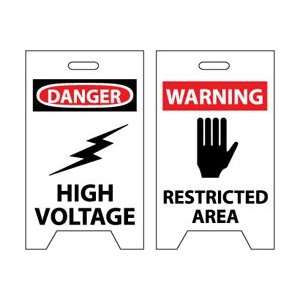 FS9   Floor Sign, DBL Side, Danger High Voltage Warning Restricted 