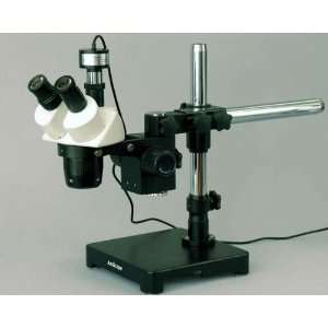 AmScope 5x 10x 15x 30x Coin Stereo Microscope Boom Light Camera 