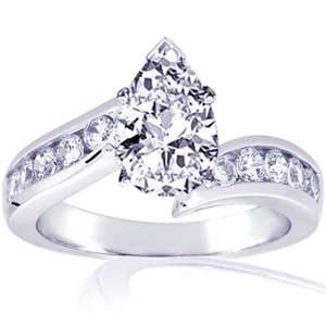  1.60 Ct Pear Shaped Diamond Engagement Ring Swirl Channel 