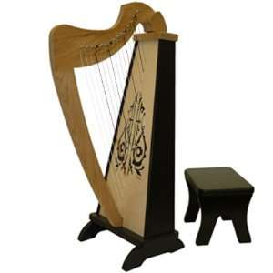  15 String Childrens Harp w/ Bench   Cherry/Black Musical 