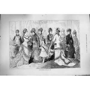  1877 Paris Fashion New Year Ladies Dresses Hats Print 
