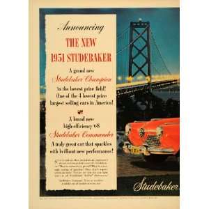 1950 Ad 1951 Studebaker Champion Oakland Bay Bridge Car   Original 