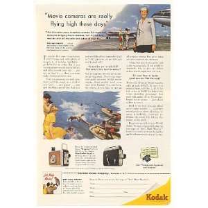  1953 Kodak Movie Cameras Airline Stewardess Print Ad