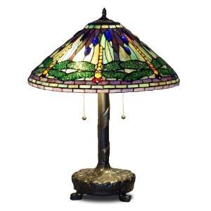  Green and Yellow Dragonfly Tiffany Style Table Lamp