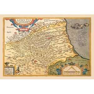 Map of Northeastern Italy   12x18 Framed Print in Gold Frame (17x23 