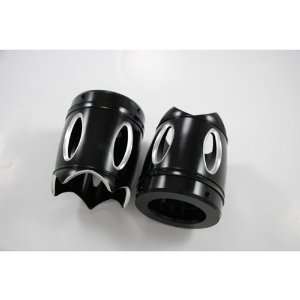   Reverse Cut 4 Black Exhaust Tips for Harley with Rinehart Exhausts