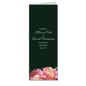  170 Wedding Programs   Twin Peach Roses on Black Office 
