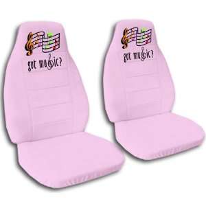 Sweet Pink seat covers with Music Notes for a 2006 to 2011 Chevrolet 
