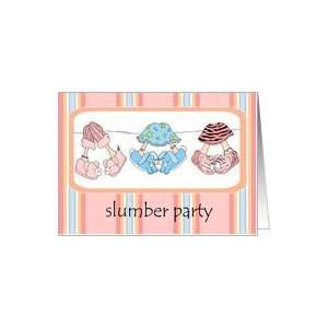  Slumber Party Invitation Kitten, Pig, Bunny Card Health 