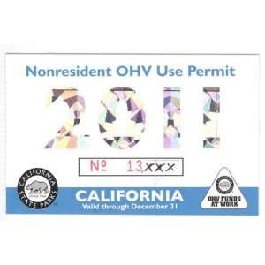    Non Resident California OHV Pass   Dragonfire Patio, Lawn & Garden