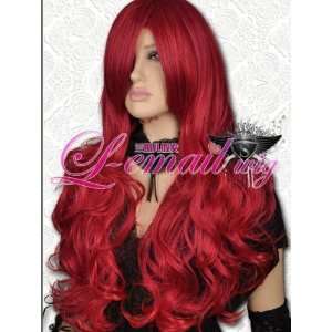  Hot 27 Inch Long wavy red Cosplay Party Hair Wig 100% Japanese 