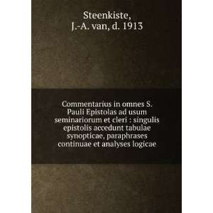  continuae et analyses logicae J. A. van, d. 1913 Steenkiste Books