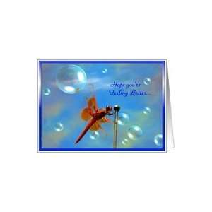  Hope Yourre Feeling Better Transparent Red Dragonfly Card 