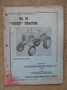 Massey Harris Pacer Tractor parts Catlalog Manual  