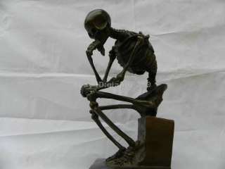 rare abstract skeleton thinker bronze marble statuary  