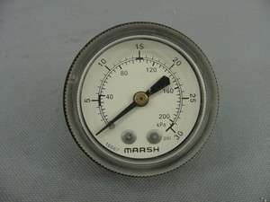 Marsh Air Pressure Gauge   0 30 PSI 2 1/4 Face  