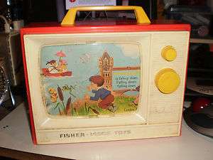 Fisher Price Two Tune Red Music Box TV 1966 #114 GOOD  