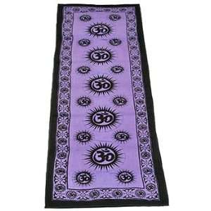 OM Symbol Cotton Yoga Mat, Purple Colored, Approximately 23W x 70L x 