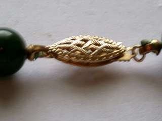 Beautiful Jade, Cloisonne and 14K Solid Gold Clasp Necklace  
