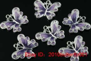 Free 15pcs Zinc alloy butterfly pendants 34mm purple  