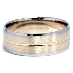 8MM 14K White & Yellow Gold SOLID Brushed Wedding Ring Band Lowest 