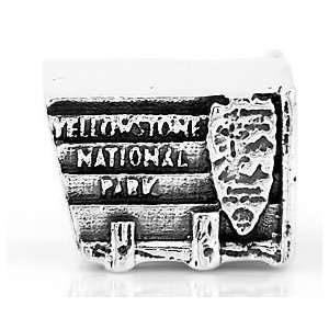  Silver Yellowstone National Park Sign Travel European Bead Jewelry