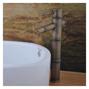  Antique Brass Bathroom Sink Faucet   Bamboo Shape Design 