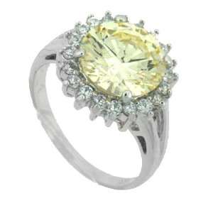  CZ Light Yellow Canary Diamond Sterling Silver Ring 