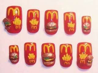   MacDonalds Mickie D Mickey Dee Japanese acrylic Nails 3D nail tips