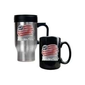  New England Revolution Logo Travel Mug and Ceramic Mug Set 