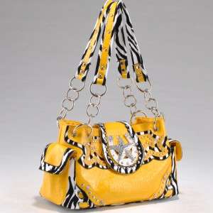 Western and Zebra Print Studded Rhinestone Star Horseshoe Handbag 