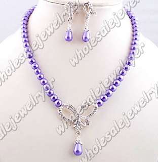 lot 6set rhinestone&imitation pearl Necklace+Earring  