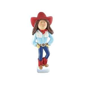  Brunette Female Cowgirl Christmas Ornament Everything 
