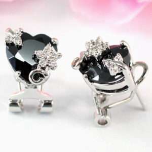 Carat Black Onyx Heart Cut Earrings SE299  