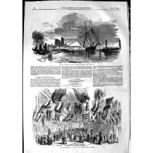   1850 PARIS RAILWAY DUNKERQUE ARAGO SHIP BULL EUPHRATES