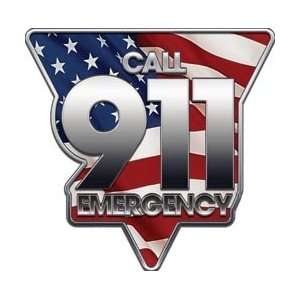  Call 911 Emergency Decal with Flag   12 h   View Thru 