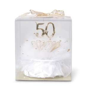  50th Wedding Golden Anniversary Cake Topper Small Pom 