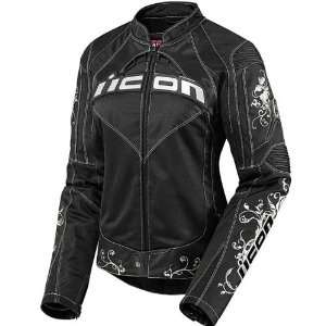  ICON CONTRA SPEED QUEEN WOMENS TEXTILE JACKET BLACK SM 