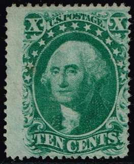 US stamp#35 10c Green Type V 1857 61 used stamp .  